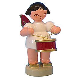 Angel with Drum - Red Wings - Standing - 6 cm / 2,3 inch