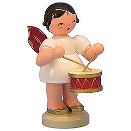 Angel with Drum  -  Red Wings  -  Standing  -  9,5cm / 3,7 inch