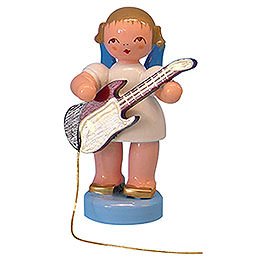 Angel with Electric Guitar - Blue Wings - Standing - 6 cm / 2,3 inch