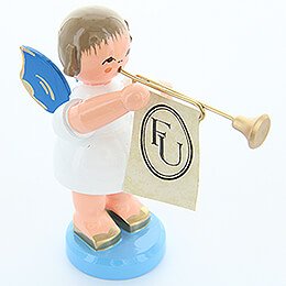Angel with Fanfare - Blue Wings - Standing - 9,5 cm / 3.7 inch