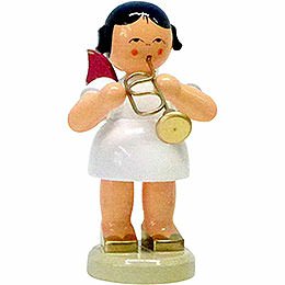 Angel with Flugelhorn - Red Wings - Standing - 9,5 cm / 3.7 inch