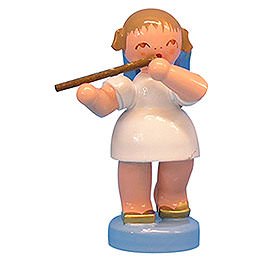 Angel with Flute  -  Blue Wings  -  Standing  -  6cm / 2,3 inch