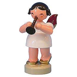 Angel with Flute - Red Wings - Standing - 6 cm / 2,3 inch