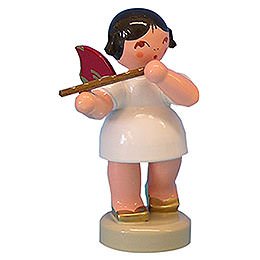 Angel with Flute  -  Red Wings  -  Standing  -  6cm / 2,3 inch