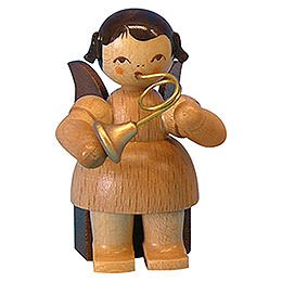 Angel with French Horn - Natural Colors - Sitting - 5 cm / 2 inch