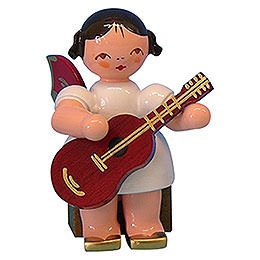 Angel with Guitar - Red Wings - Sitting - 5 cm / 2 inch