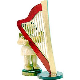 Angel with Harp - Natural Colors - 9,5 cm / 3.7 inch