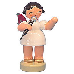 Angel with Microphone - Red Wings - Standing - 6 cm / 2,3 inch