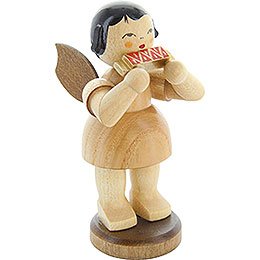 Angel with Mouth Organ - Natural Colors - Standing - 9,5 cm / 3.7 inch