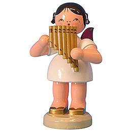 Angel with Pan Pipe  -  Red Wings  -  Standing  -  9,5cm / 3,7 inch