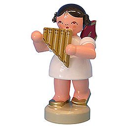 Angel with Panpipe - Red Wings - Standing - 6 cm / 2,3 inch