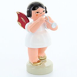 Angel with Piccolo Trumpet - Red Wings - Standing - 6 cm / 2.4 inch