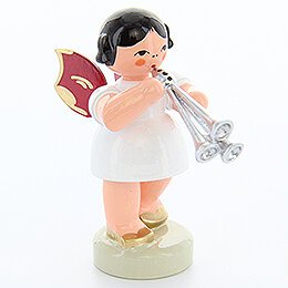 Angel with Shawm - Red Wings - Standing - 6 cm / 2.4 inch