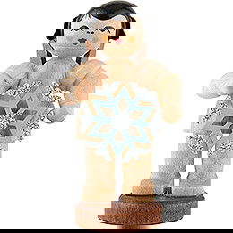 Angel with Snow Crystal - Natural Colors - Standing - 6 cm / 2.4 inch