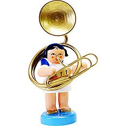 Angel with Sousaphone  -  Blue Wings  -  Standing  -  6cm / 2.3 inch