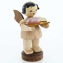 Angel with Stollen Plate - Natural Colors - Standing - 6 cm / 2.4 inch