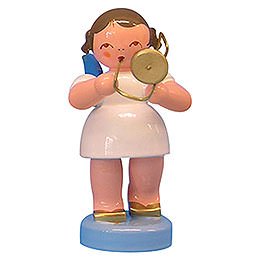 Angel with Trombone - Blue Wings - Standing - 6 cm / 2,3 inch