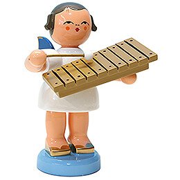 Angel with Xylophone - Blue Wings - Standing - 9,5 cm / 3.7 inch