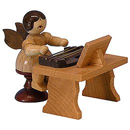 Angel with Zither - Natural Colors - Standing - 6 cm / 2,3 inch