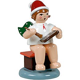 Baker Angel Sitting with Hat and Ginger Bread - 6,5 cm / 2.5 inch