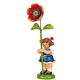 Blumenkind Mädchen mit Mohnblume - 11 cm