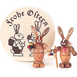 Bunny Couple natural in Wood Chip Box - 6 cm / 1.6 inch