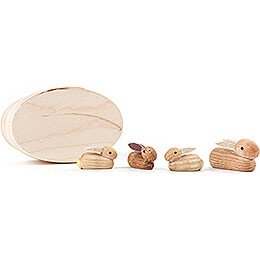 Bunny Family natural in Wood Chip Box - 3 cm / 1.2 inch