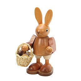 Bunny with Eggs in Basket Natural Colors - 9,0 cm / 4 inch