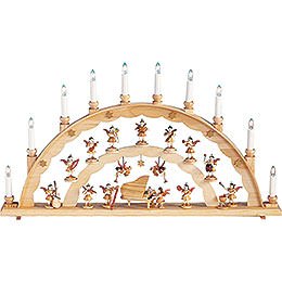 Candle Arch - Angel at the Piano with Two Floating Angels - Natural - 70x40 cm / 27.5x15.7 inch