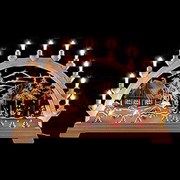 Candle Arch  -  Bird Feeding with Figurines, Colored  -  65x40cm / 25.6x15.7 inch