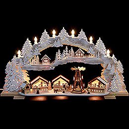 Candle Arch  -  Christmas Market with Snow  -  72x43x13cm / 28x16x5 inch
