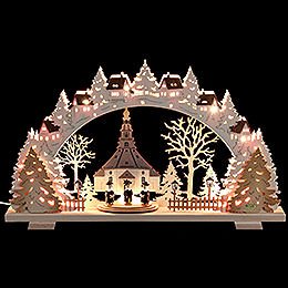 Candle Arch - Church of Seiffen with Carolers - 53x31x4,5 cm / 21x8x1.8 inch