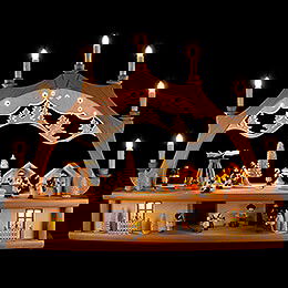 Candle Arch - Market Place with Turning Pyramid and Moving Figurines - 68x50 cm / 26.8x19.7 inch