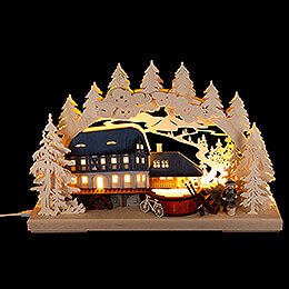 Candle Arch  -  Mill with Ice Fisherman  -  43x28cm / 16.9x11 inch