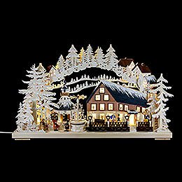 Candle Arch - Pyramid House with White Frost and Turning Pyramid - 72x43 cm / 28x17 inch