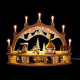Candle Arch  -  Seiffen Village with Turning Pyramid and Moving Figurines  -  68x50cm / 26.8x19.6 inch