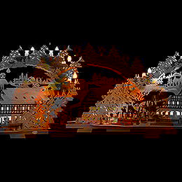 Candle Arch - Snowy Market Caf with Turning Pyramid - 72x43 cm / 28.3x16.9 inch