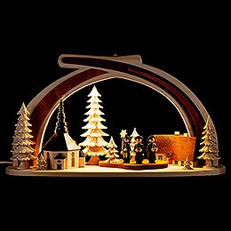 Candle Arch  -  Solid Wood Seiffen Church with Carolers  -  45x30cm / 17.7x11.8 inch