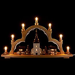 Candle Arch  -  Village Church with illuminated Houses   -  44x66cm / 17.3x26 inch