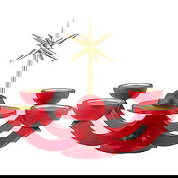 Candle Holder Advent Red, with Tea Candle Holder - 31x31 cm / 12.2x12.2 inch