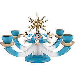 Candle Holder - Advent with Four Sitting Angels, Colored - 38x38 cm / 15x15 inch