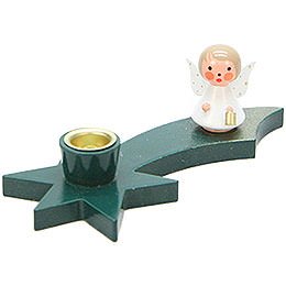Candle Holder - Angel on Comet - Green - 3 cm / 1.2 inch