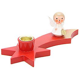 Candle Holder - Angel on Comet - Red - 3 cm / 1.2 inch