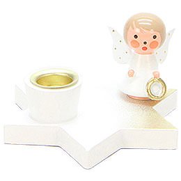 Candle Holder - Angel on Star - White - 3 cm / 1.2 inch