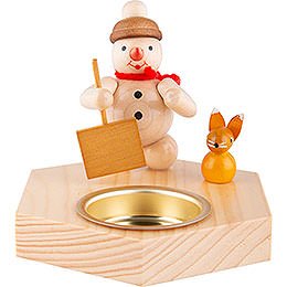 Candle Holder - Snowman with Snow Shovel - 8,5 cm / 3.3 inch