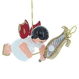 Christbaumschmuck Engel mit Glockenspiel - Rote Flgel - schwebend - 5,5 cm