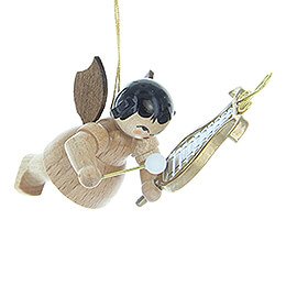 Christbaumschmuck Engel mit Glockenspiel - natur - schwebend - 5,5 cm