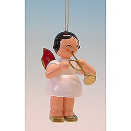 Christbaumschmuck Engel mit Trompete - Rote Flgel - 9,5 cm
