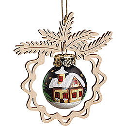 Christbaumschmuck Glaskugel in Zweig - Stille Nacht - 8 cm