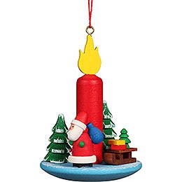Christbaumschmuck Kerze mit Weihnachtsmann  -  5,4x7,4cm